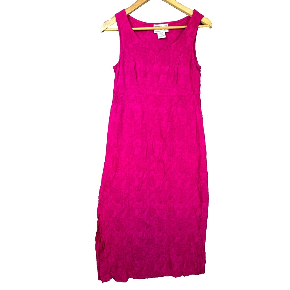 Vintage Karin Stevens Sheath Dress Womens 6 Pink Rayon Floral Scoop Neck Summer